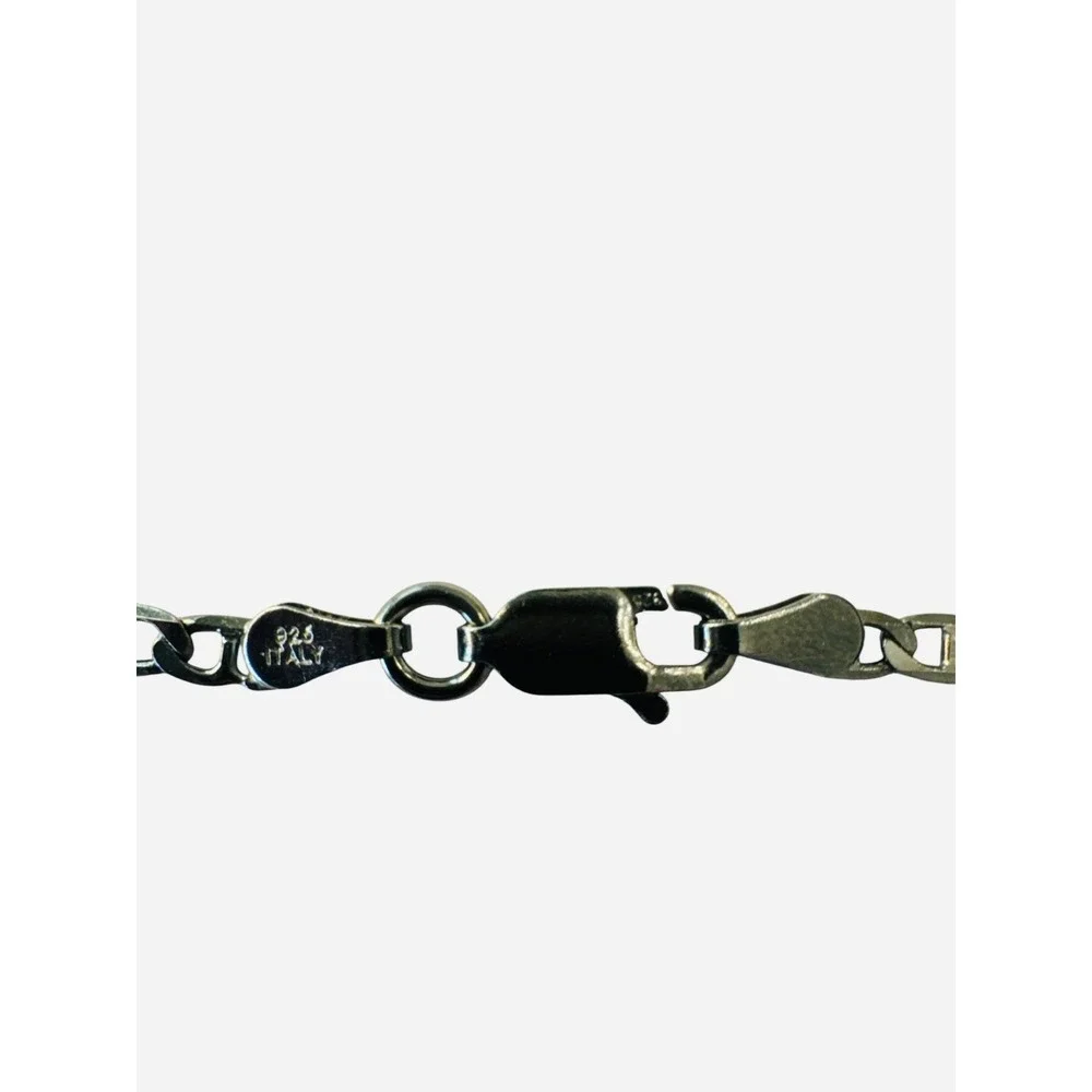 925 Italy‎ Dark Silver Mariner Chain Fancy Necklace 16